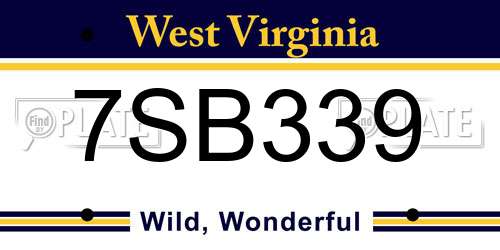 7SB339 West Virginia License Plate