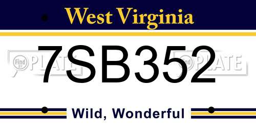7SB352 West Virginia License Plate