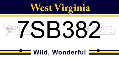 7SB382 West Virginia License Plate