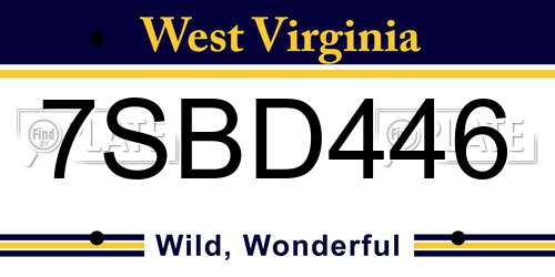 7SBD446 West Virginia License Plate