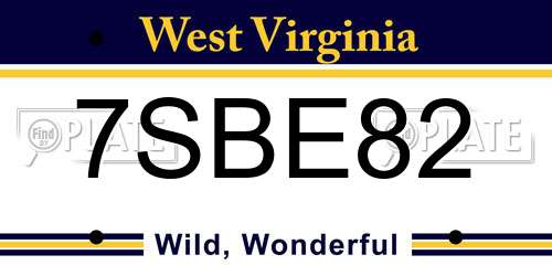 7SBE82 West Virginia License Plate