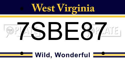 7SBE87 West Virginia License Plate