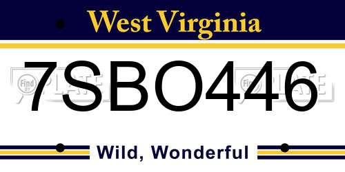 7SBO446 West Virginia License Plate