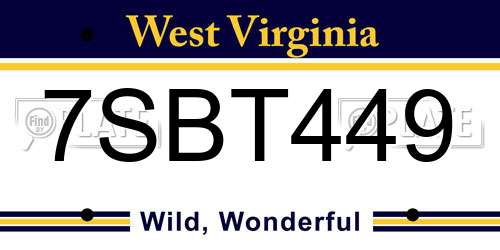 7SBT449 West Virginia License Plate