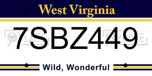 7SBZ449 West Virginia License Plate