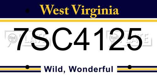 7SC4125 West Virginia License Plate