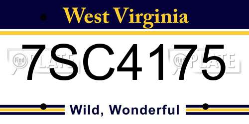 7SC4175 West Virginia License Plate