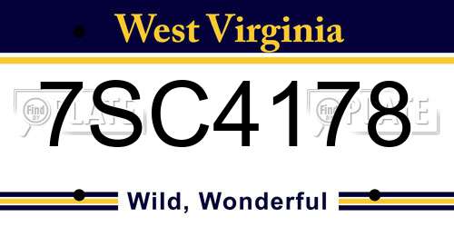 7SC4178 West Virginia License Plate