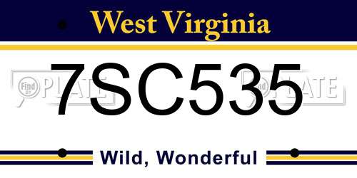 7SC535 West Virginia License Plate