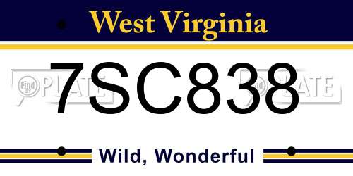 7SC838 West Virginia License Plate
