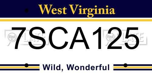 7SCA125 West Virginia License Plate