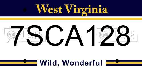 7SCA128 West Virginia License Plate