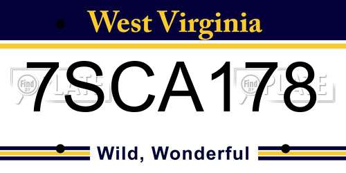 7SCA178 West Virginia License Plate