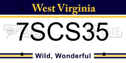 7SCS35 West Virginia License Plate