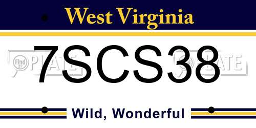 7SCS38 West Virginia License Plate
