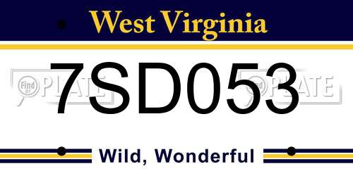 7SD053 West Virginia License Plate