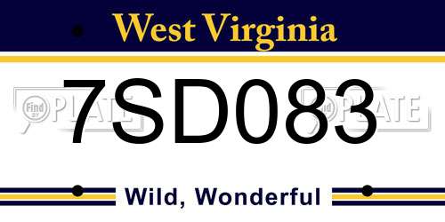7SD083 West Virginia License Plate