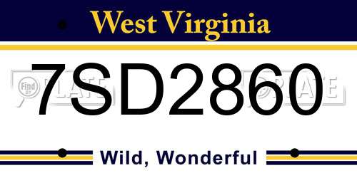 7SD2860 West Virginia License Plate