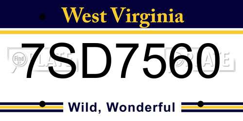 7SD7560 West Virginia License Plate