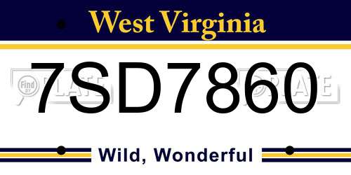 7SD7860 West Virginia License Plate