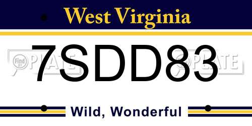 7SDD83 West Virginia License Plate