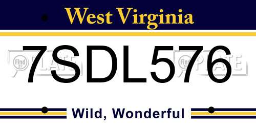 7SDL576 West Virginia License Plate