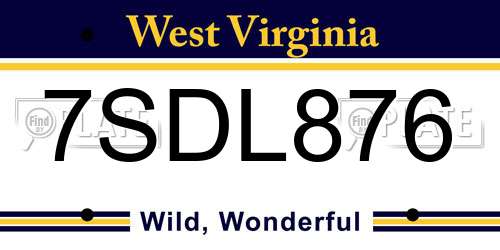 7SDL876 West Virginia License Plate