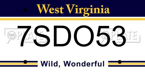 7SDO53 West Virginia License Plate