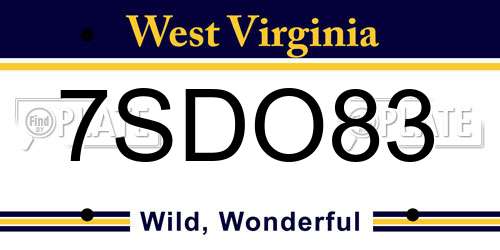 7SDO83 West Virginia License Plate