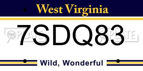 7SDQ83 West Virginia License Plate