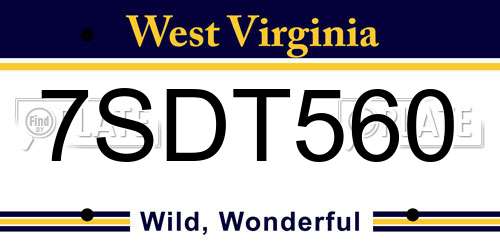 7SDT560 West Virginia License Plate