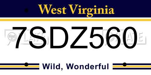 7SDZ560 West Virginia License Plate