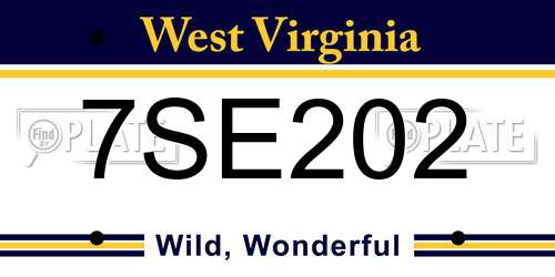 7SE202 West Virginia License Plate