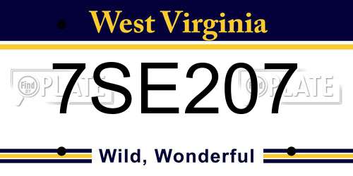 7SE207 West Virginia License Plate