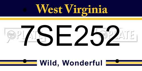 7SE252 West Virginia License Plate