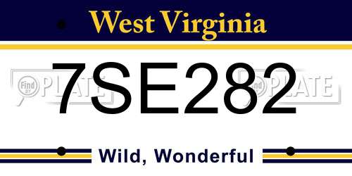 7SE282 West Virginia License Plate