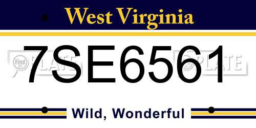 7SE6561 West Virginia License Plate