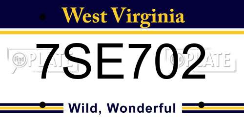 7SE702 West Virginia License Plate