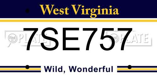 7SE757 West Virginia License Plate
