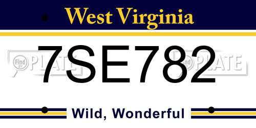 7SE782 West Virginia License Plate