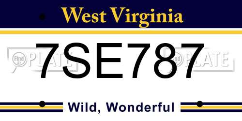 7SE787 West Virginia License Plate