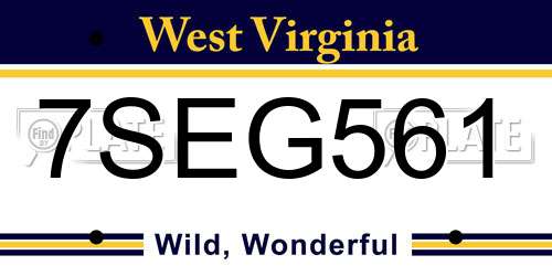 7SEG561 West Virginia License Plate