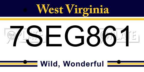 7SEG861 West Virginia License Plate