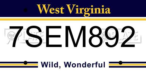 7SEM892 West Virginia License Plate