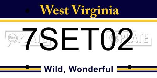 7SET02 West Virginia License Plate