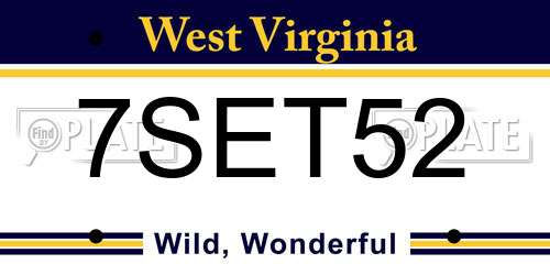 7SET52 West Virginia License Plate
