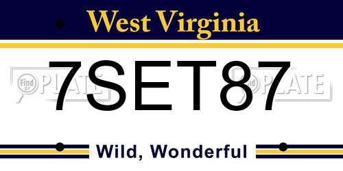7SET87 West Virginia License Plate