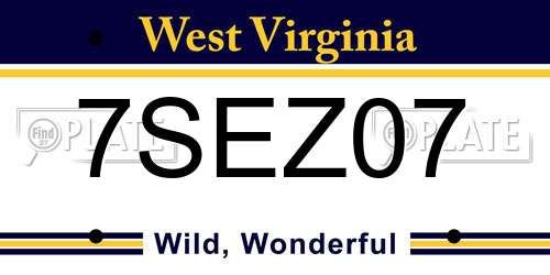 7SEZ07 West Virginia License Plate