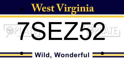 7SEZ52 West Virginia License Plate