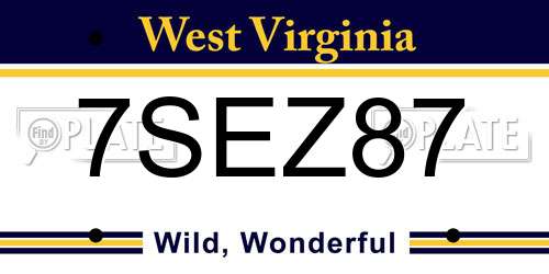 7SEZ87 West Virginia License Plate
